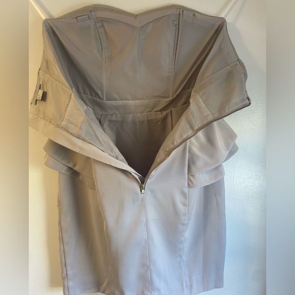 H&M Strapless Lined Dress with Peplum detail. Size 10, Color Grey - Picture 5 of 16